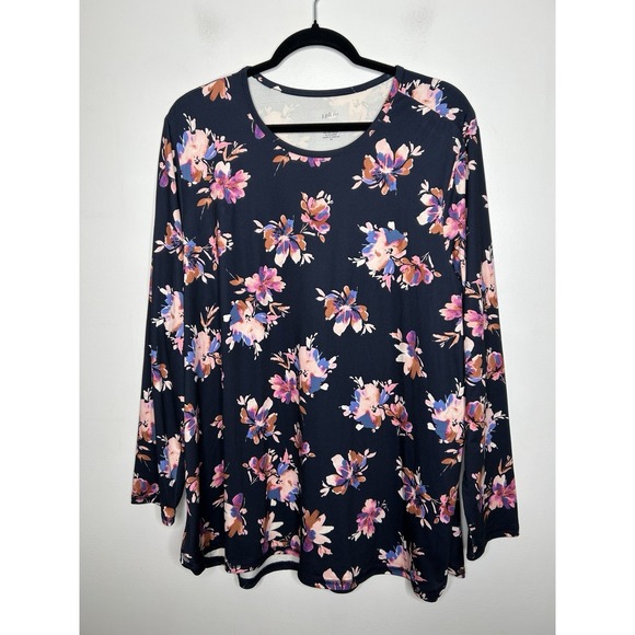 J. Jill Tops - J. Jill Fit Women's Blue Pink Floral Blouse Cozy Long Sleeve Plus Size 2X